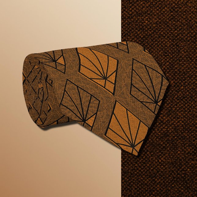 Brown & Orange Art Deco Diamond Pattern Tie (Creator Uploaded)