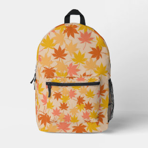 Brown Orange Autumn Floral Leaves Y2K Pattern Printed Backpack