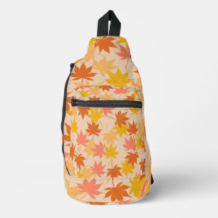 Brown Orange Autumn Floral Leaves Y2K Pattern Sling Bag