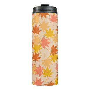 Brown Orange Autumn Floral Leaves Y2K Pattern Thermal Tumbler