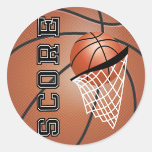 Brown Orange Basketball Classic Round Sticker