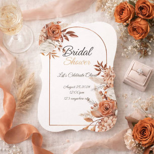 Brown orange fall Bridal shower invitation 