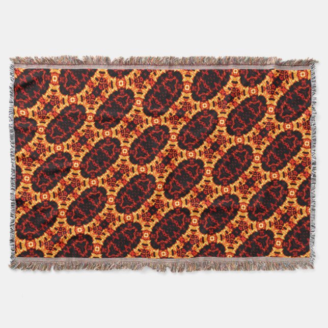 Brown Orange Geometric Pattern Rustic Throw Blanke (Front)