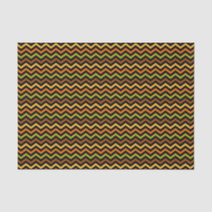 BROWN ORANGE GOLD GREEN ZIG ZAG STRIPES TISSUE PAPER