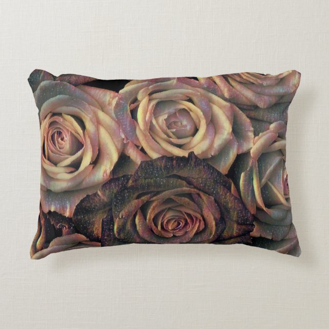 Brown, orange, gold roses Accent Pillow (Front)