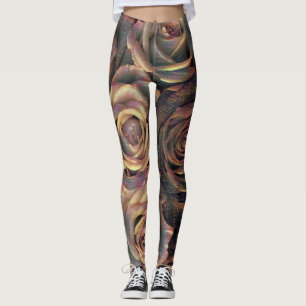 Brown, orange, gold roses Leggings