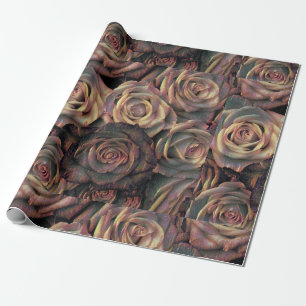 Brown, orange, gold roses Wrapping Paper