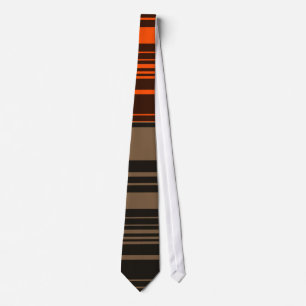 Brown Orange Grey Stripes Pattern Tie