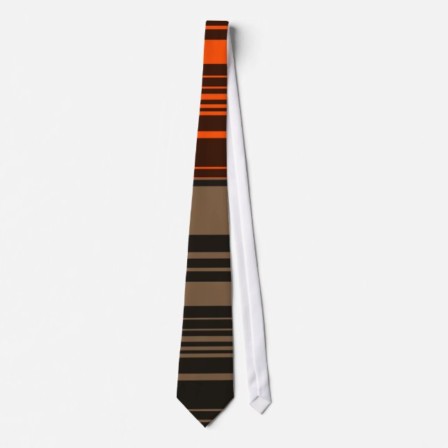 Brown Orange Grey Stripes Pattern Tie (Front)