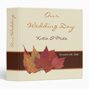 Brown Orange Ivory Dried Leaves Wedding BINDER