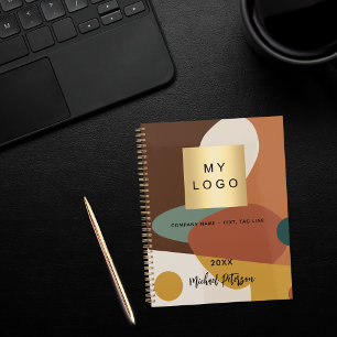 Brown orange retro pattern business logo notebook