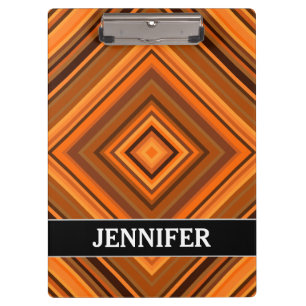 Brown & Orange Squares Pattern + Custom Name Clipboard