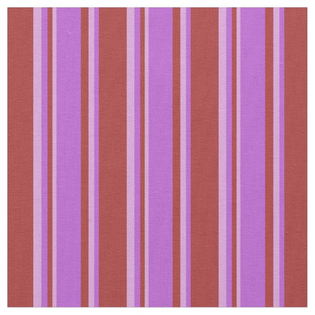 Brown, Orchid & Plum Lines Pattern Fabric (Close Up)