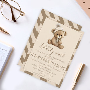 Brown ours en peluche garçon baby shower cartes d'