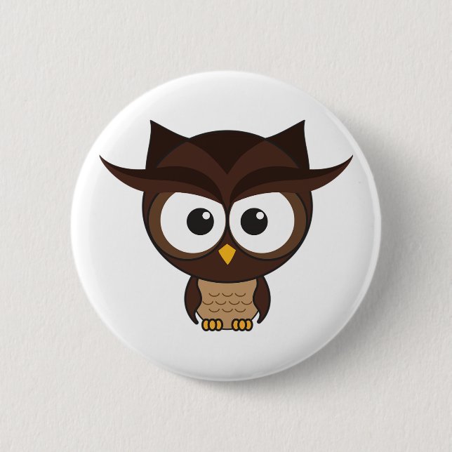 Brown Owl 2 Inch Round Button (Front)