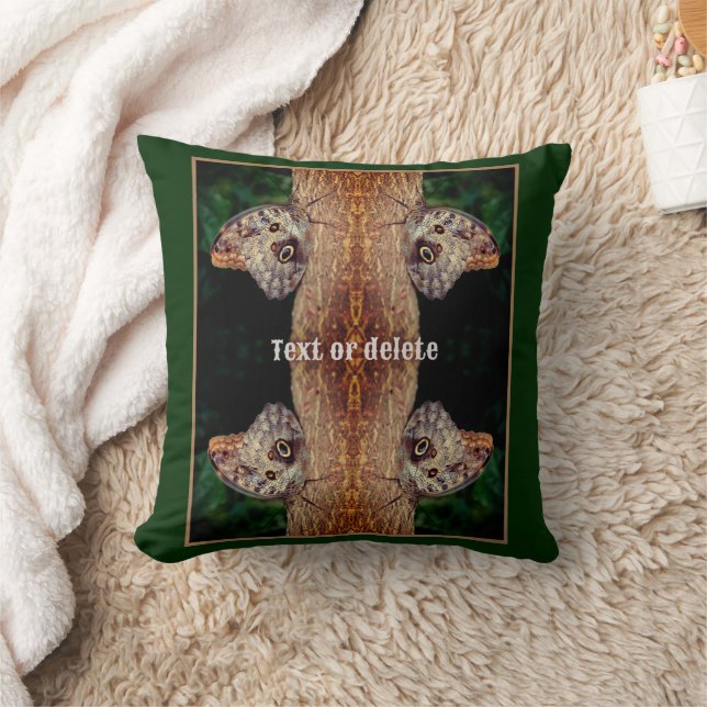 Brown Owl Butterfly Nature Abstract Personalized Throw Pillow (Blanket)