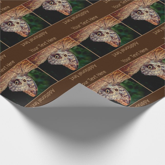Brown Owl Butterfly Nature Personalized Wrapping Paper (Corner)
