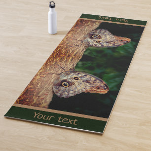 Brown Owl Butterfly Nature Personalized Yoga Mat