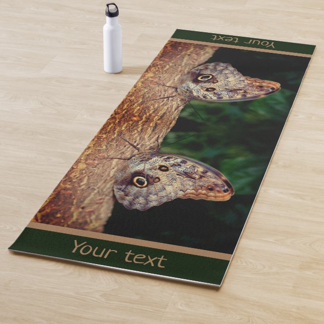 Brown Owl Butterfly Nature Personalized Yoga Mat (In Situ)