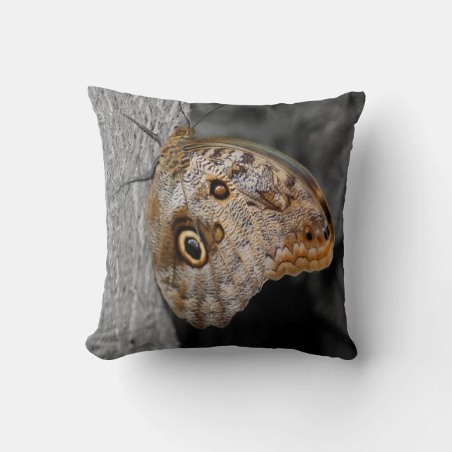 Brown Owl Butterfly Nature  Throw Pillow (Front)