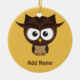 Brown Owl Ceramic Ornament