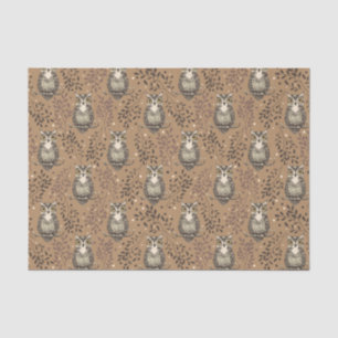Brown Owl Illustrated Woodland Pattern Tissue Paper
