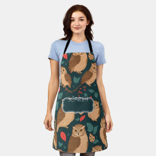 Brown Owl Retro Colorful Personalized Pattern Apron