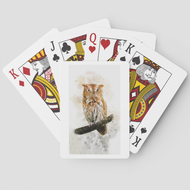 Brown owl wildlife playing cards (Back)