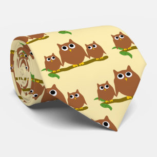 Brown Owls Design Any Colour Background Tie