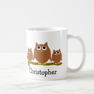 Brown Owls Design Personalised Coffee Mug