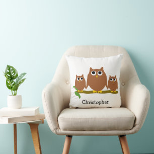 Brown Owls Design Personalised Throw Pillow