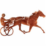 Brown Pacer Silhouette Standing Photo Sculpture<br><div class="desc">Harness Racing brown silhouette harness horse with cart and driver.</div>