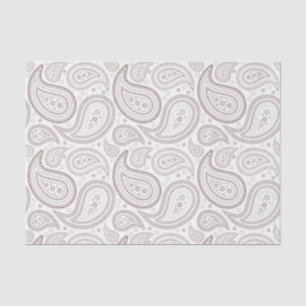 Brown Paisley Pattern on White Tissue Paper