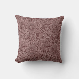 Brown Paisley Pattern Throw Pillow
