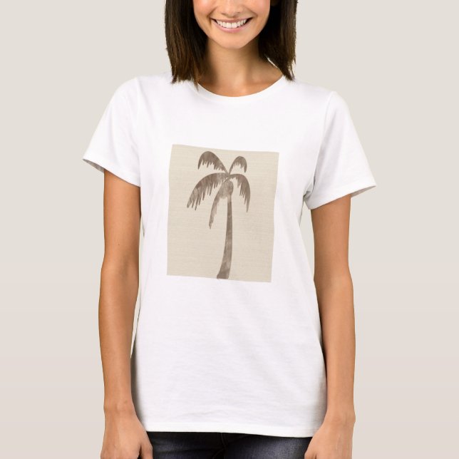 Brown Palm Tree on Beige T-Shirt (Front)