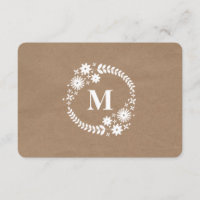 Brown Paper Inspired White Wreath Monogram RSVP