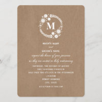 Brown Paper Inspired White Wreath Monogram Wedding