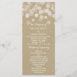 Brown Paper Simple Rustic Lights Wedding Program