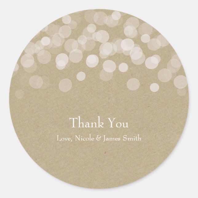 Brown Paper Simple Rustic Wedding Favour Classic Round Sticker (Front)