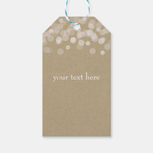 Brown Paper Simple Rustic White Lights Wedding Gift Tags