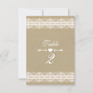 Brown Paper & White Lace Natural Rustic Wedding Invitation