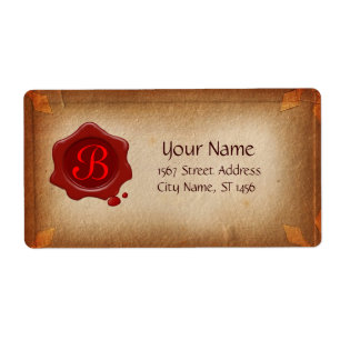 BROWN PARCHMENT AND RED WAX SEAL MONOGRAM