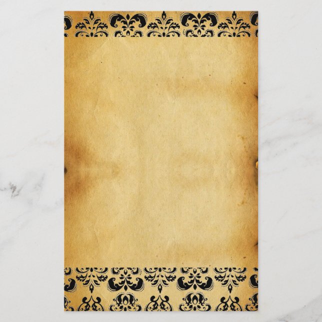 BROWN PARCHMENT DAMASK STATIONERY (Front)