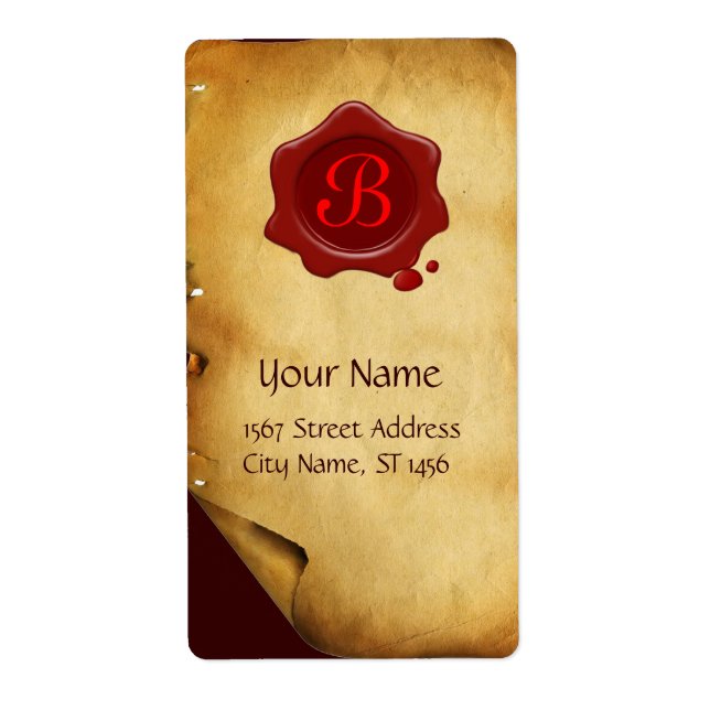 BROWN PARCHMENT , RED WAX SEAL MONOGRAM (Front)