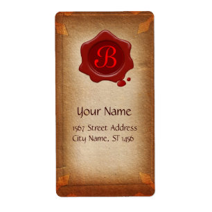 BROWN PARCHMENT , RED WAX SEAL MONOGRAM