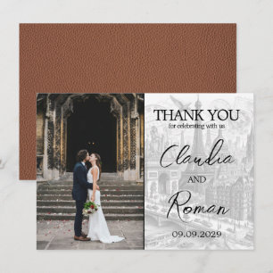 Brown Paris Passport Thank You Card