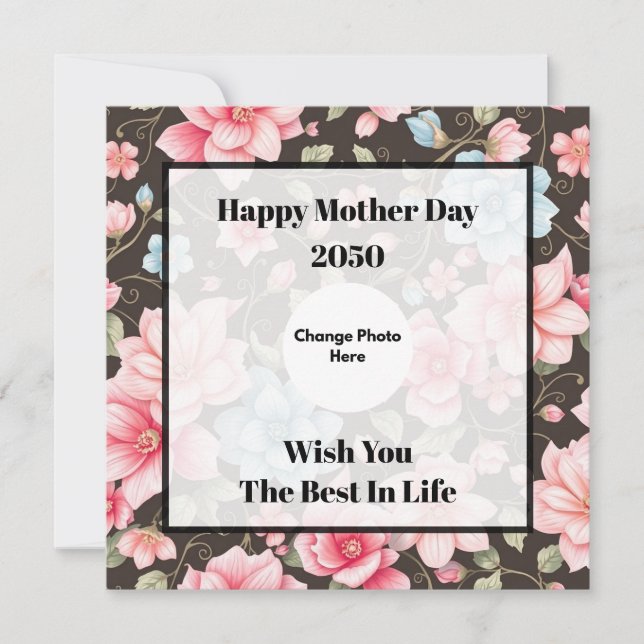 Brown Pastel Floral Harmony Delight  Card (Front)