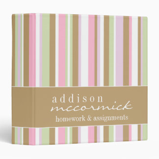 Brown & Pastel Stripes Binder