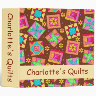 Brown Patchwork Quilt Name Personalized Album Binder