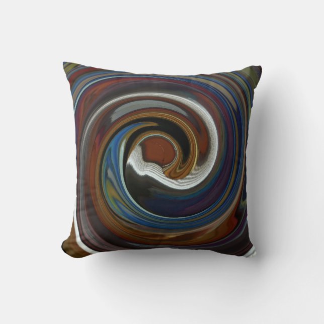 Brown Patchwork Swirl Throw Pillow (Front)